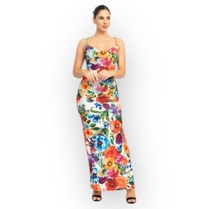 Haute Monde Tropical/Floral Bodycon Maxi Dress